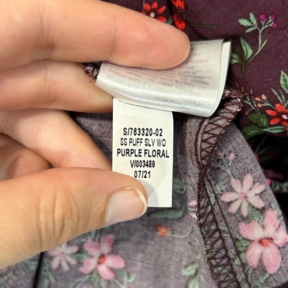 Old Navy Puff-Sleeve Floral Maxi Shift Dress NWT Women's Sz XS Plum Cottagecore - Picture 8 of 8
